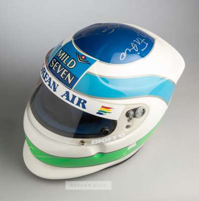 Giancarlo Fisichella signed Benetton 2001 full scale replica F1 drivers helmet,
 signed in silver marker pen, unboxed