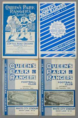 Four QPR 1930s home programmes,

F.L. Division Three (South) fixtures unless otherwise stated v Bournemouth & Boscombe Athletic 5th September 1931, Cr