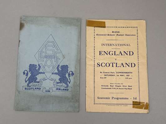 A Scotland v. Ireland, Schools International match programme, 9/5/1936, match played at Somerset Park 
 and Scotland v. England, Schools International