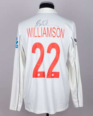 Kane Williamson No.22 New Zealand v. England match worn, signed Red For Ruth shirt