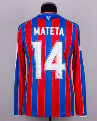 Jean-Pililppe Mateta red and blue No.14 Crystal Palace v. Dynamo Kyiv match worn shirt