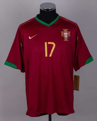 Cristiano Ronaldo red No.17 replica Portugal autographed short-sleeved shirt