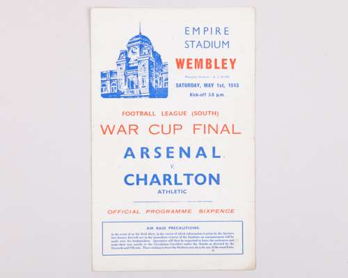 Arsenal v. Charlton Athletic War Cup Final programme 1st May 1943