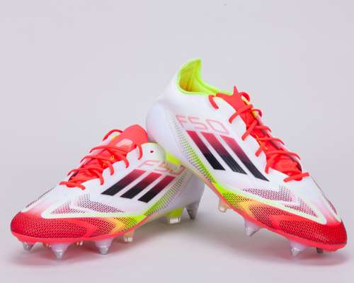 Luke Shaw white, red and yellow Adidas F50 football boots, 2024-25