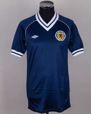 Blue and white No.15 Scotland short-sleeved shirt, 1982-83