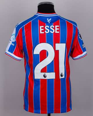 Romain Esse red and blue No.21 Crystal Palace v. Brighton match issued shirt