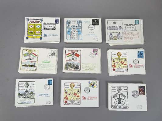 Dawn First Day Covers of clubs, 
 large collection of covers, unsorted and include Manchester United, Liverpool, Everton, Tottenham Hotspur, etc., Cup