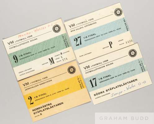 Four Wales tickets from the 1958 World Cup in Sweden