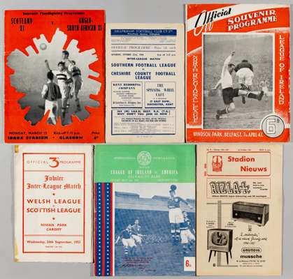 Selection of representative football programmes including Dutch selection v London Combination 1956, 1957, 1959, 1961 & 1962,
 also includes Welsh Lea