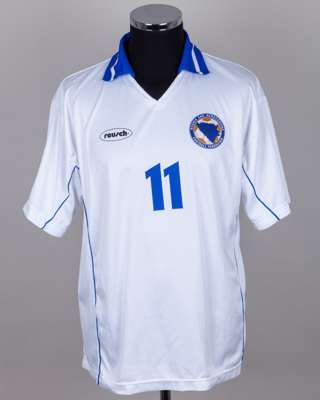 Elvir Baljic white and blue No.11 Bosnia and Herzegovina short-sleeved shirt