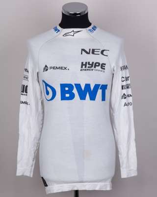 Sergio Perez 2020 BWT Racing Point F1 Team Signed Used Nomex Top