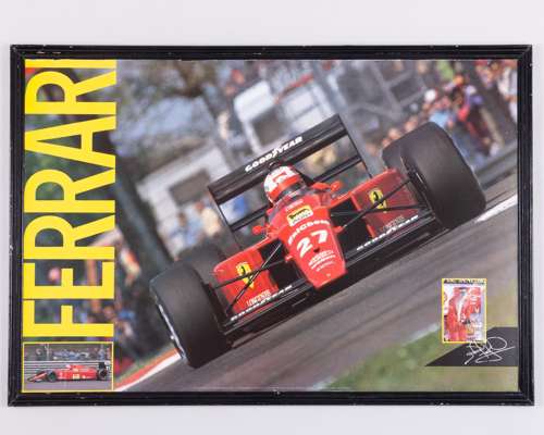 Nigel Mansell Signed Ferrari Framed Print