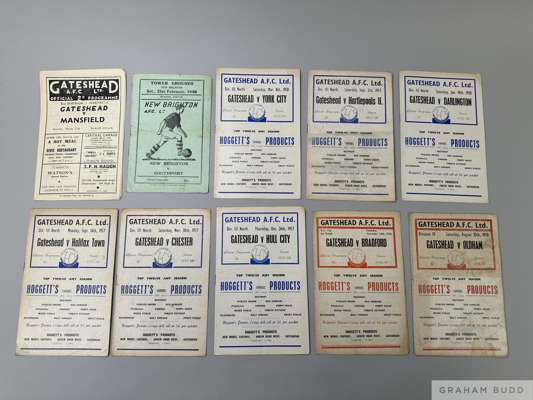Nine Gateshead A.F.C. match programmes 1950s
 comprising Mansfield 17th March 1951, York City, 8th March 1958, Hartlepools United, 21st September 1957