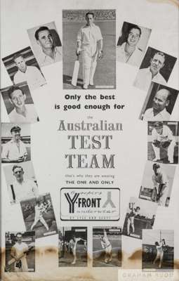 Australian and England cricket advertising posters, 
 comprising 'Player's Please' player profile Australia v England poster, circa 1935, glazed and f