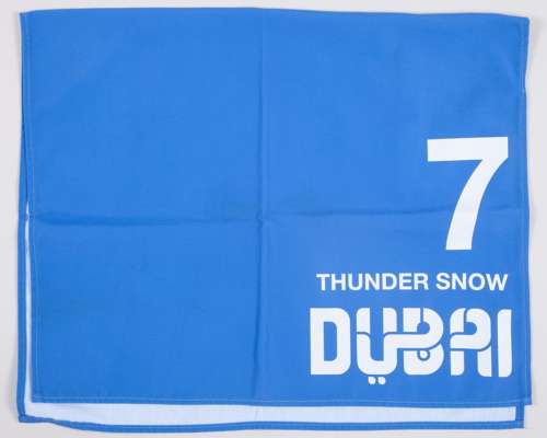 The No.7 number cloth race-used by Thunder Snow in the 2016 Dewhurst Stakes