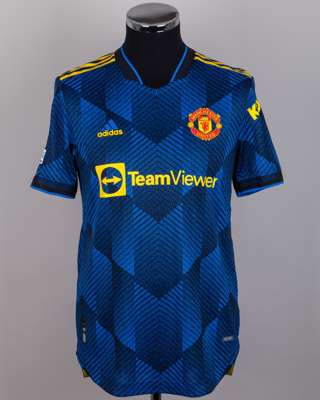 Cristiano Ronaldo blue and black No.7 Manchester United short-sleeved shirt, 2021-22