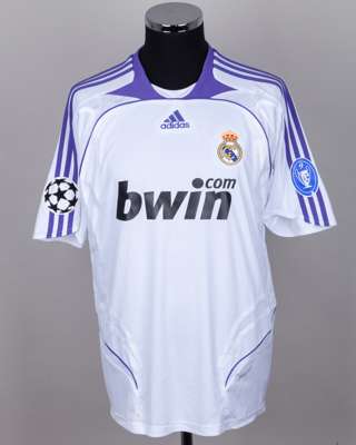 Pepe white and purple No.3 Real Madrid v. Lazio short-sleeved shirt, 2007