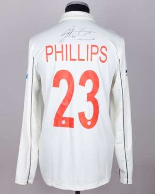 Glenn Phillips No.23 New Zealand v. England match issued, signed Red For Ruth shirt