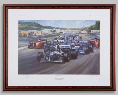 "TRIPLE ACHIEVEMENT’ by Alan Fearnley- David Coulthard Signed & Framed Print