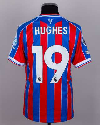 Will Hughes red and blue No.19 Crystal Palace v. Brighton issued shirt
