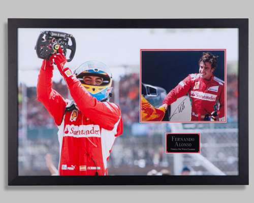 Fernando Alonso Signed Ferrari Picture Framed Display