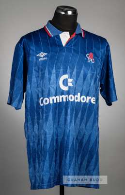 Kerry Dixon signed blue Chelsea FC no.9 home jersey, circa 1990,
 Umbro, short-sleeved, signed in black marker pen to the reverse no.9