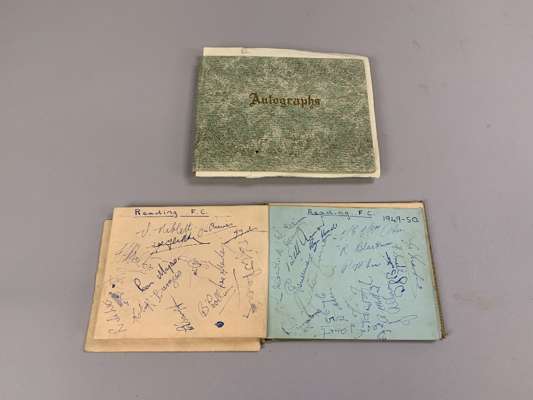 Two autograph books containing team autographs of Watford, Reading, Coventry, Aldershot, also Jack Kelsey and others