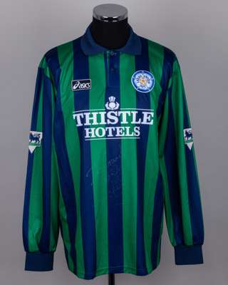 Gary McAllister green and blue No.10 Leeds United long-sleeved shirt, 1993-94