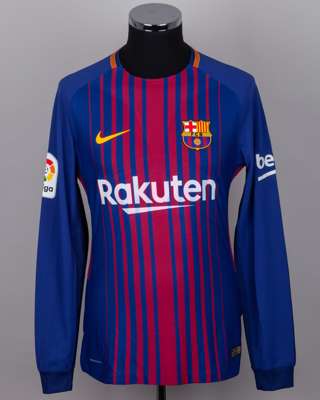 Philippe Coutinho garnet and blue No.14 Barcelona v. Getafe long-sleeved shirt, 2018