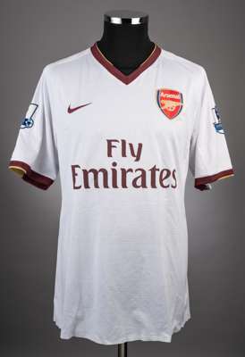 Robin van Persie white No.11 Arsenal short-sleeved jersey, 2007-08, 
 Nike, XL, with v-neck collar and embroidered cloth badge inscribed Arsenal, the 