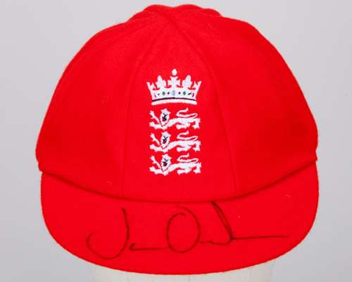Jamie Overton Match Issued 2025 Red for Ruth England Cap, Signed