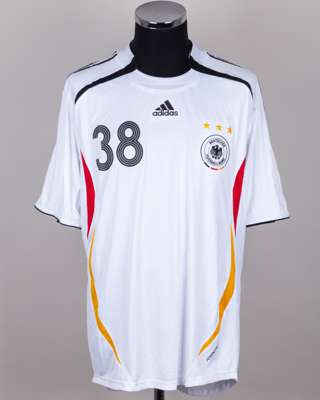 Simon Rolfes white and black No.38 Germany v. Wales short-sleeved shirt, 2008
