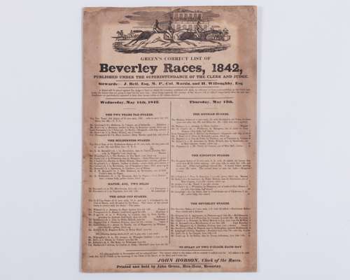 Two Beverley Racecourse printed results for 1842 and 1854,
