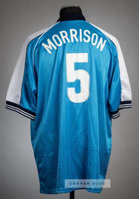 Andy Morrison Manchester City no.5 home jersey, season 1999-2000,
 Le Coq Sportif, short-sleeved with embroidered club crest and sponsor logo, reverse