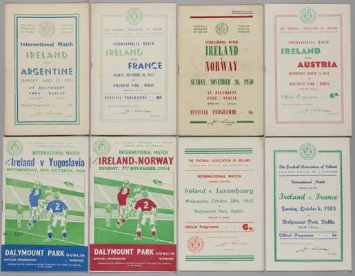 Republic of Ireland international home programmes, 1950-62,
 includes v Norway 26th November 1950; v Argentina 13th May 1951; v Austria 25th March 195