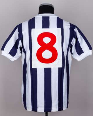Blue and white No.8 West Bromwich Albion short-sleeved shirt, 1960s