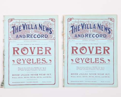 Aston Villa v. Blackburn Rovers match programme, 1st September 1906