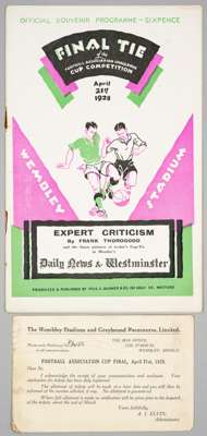 F.A. Cup Final programme Blackburn Rovers v Huddersfield Town, played at Wembley Stadium, 21st April 1928, 
 26-page, rust staple marks, overall in go