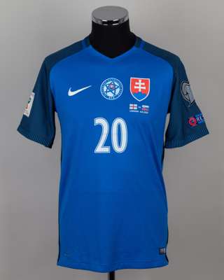 Robert Mak blue No.20 Slovakia v. England short-sleeved shirt, 2017