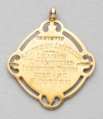 Southern Amateur League winner's medal awarded to Ipswich Town's manager Edwin Dutton 1929-30,
 obverse with vacant shield, reverse engraved SOUTHERN 