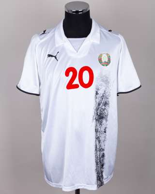 Dzmitry Verkhautsou white No.29 Belarus short-sleeved shirt, 2008