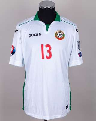Ivanov white and green No.13 Bulgaria short-sleeved shirt, 2015