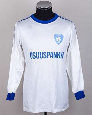 A white and blue No.11 Finland long-sleeved shirts, 1980s