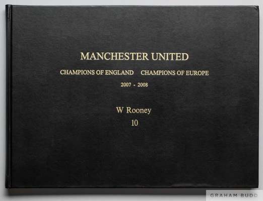 Manchester United Champions of England Champions of Europe 2007-2008 limited edition souvenir photograph album this example with personalised cover st