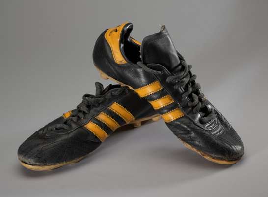 A pair of match worn Maradona, Adidas football boots from the 1976-77 season whilst a member of the Argentinos Juniors, 
 size 7, the soles with rubbe