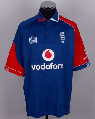 Graeme Swann blue England v. Sri Lanka ODI series autographed short-sleeved shirt, 2007