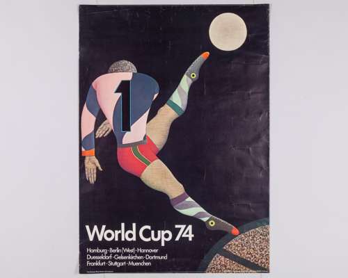 1974 World Cup poster by Fritz Genkinger, Player Between Ball and Ground