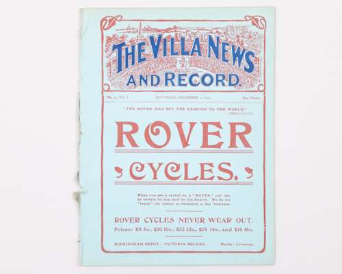 Aston Villa v. Bristol City, match programme, 1st December 1906