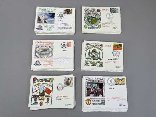 Dawn First Day Covers vast collection of clubs, etc.,  
 unsorted and include Manchester United, Liverpool, Arsenal, etc., also includes Cup Finals, c