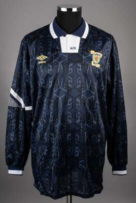 Blue Scotland No.10 international jersey circa 1992,
 Umbro, long-sleeved, with embroidered national emblem, reverse numbered 10